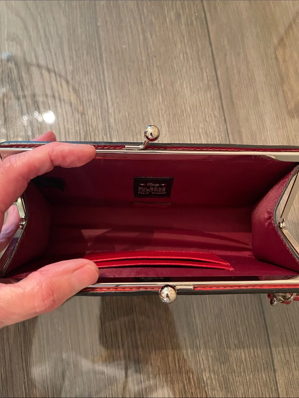 Pelle Studio - Wilson Leather Red Kiss Lock Clutch - Wristet - Wallet